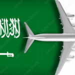 3d flag of saudi arabia with an airplane flying over it stockpack adobe stock - وظائف أمانة الحدود الشمالية في السعودية تعلن وظائف عبر جدارات