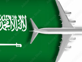 3d flag of saudi arabia with an airplane flying over it stockpack adobe stock - وظائف في شركة جدة لخدمات الطيران الإداري في خدمة العملاء وأخرى