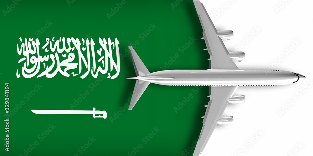 3d flag of saudi arabia with an airplane flying over it stockpack adobe stock - وظائف في شركة جدة لخدمات الطيران الإداري في خدمة العملاء وأخرى