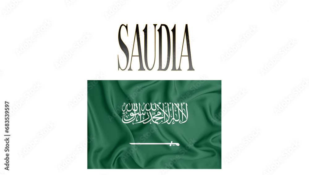 illustration of the flag of saudia with 3d inscription of the name of saudia for use in educational proposals or video illustrations transparent background stockpack adobe stock - وظائف إدارية وهندسية وصحية متعددة للجنسين في السعودية