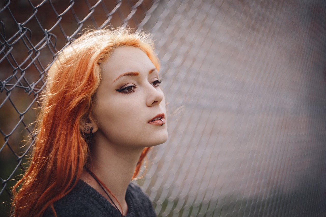 beautiful, fence, girl, model, piercings, pretty, wire mesh, woman, redhead, beautiful, fence, girl, girl, woman, woman, woman, woman, woman, redhead